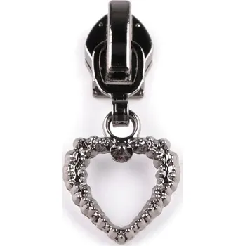 Zip Jezdec ke spirálovým zipům No 7 srdce 2 kusy - nikl černý