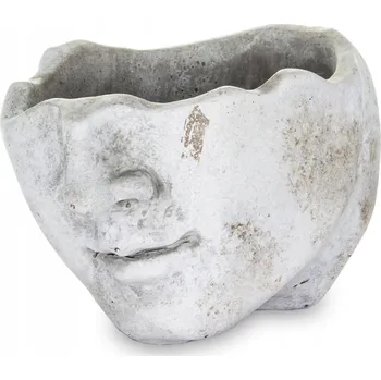 Květináč Obal Na Květináč beton hlava obličej abstrakce šedá