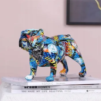 Figurka Figurka Psa Anglický buldok Ozdoba Dekorace Pes Graffiti Sběratelská