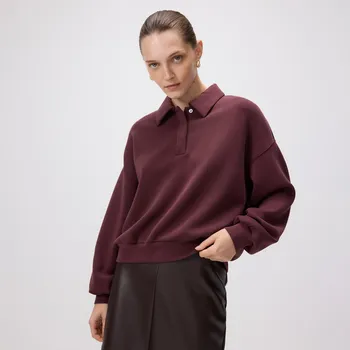 Dámská mikina Reserved - Polo mikina s modalem - hnědá - 722GA-83X - 722GA-83X-L