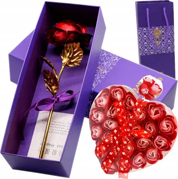 Obraz VALENTÝNSKÁ SADA PRO NI 2 v 1 stabilizovaná růže + mydlane róże do koupele