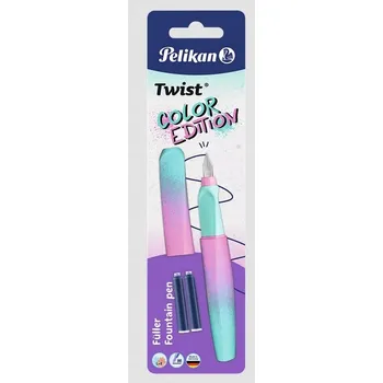 Plnicí Pero Pelikan Twist Color Edition M Pastelově Tyrkysová Růžová + Náplně