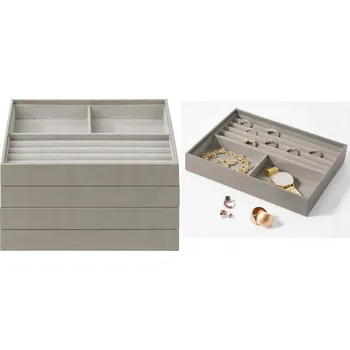 Šperkovnice Sametová Šperkovnice s přihrádkami na prsteny náušnice