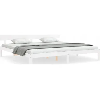 Postel Dřevěná manželská postel 180x200 bílá