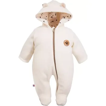 Kojenecký overall Hřejivý overálek s kapucí RUN&FUN polar ecru vel.74 (980919)