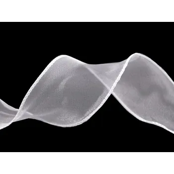 Stuha Organzová stuha s perleťovým leskem šíře 55 mm METRÁŽ - 1 bílá