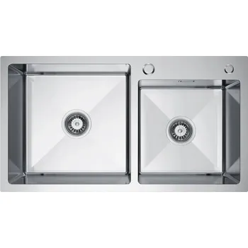 Granitový dřez Dvoukomorový dřez VELAZO. ocel stříbrný