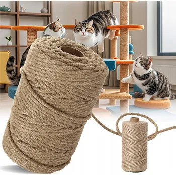 Lany SISALOVÉ LANO JUTOVÁ ŠŇŮRA SISAL NA ŠKRABADLO SILNÁ RUSTIKÁLNÍ 8 mm 10 m