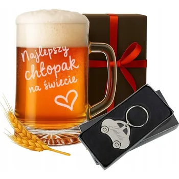 Sklenice Pivní Pivní Sklenice 620ml + s gravírováním Přívěsek Na Klíče 620ml Dárek ke Dni chlapců