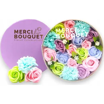 Mýdlo Mýdlové Růže a Karafiáty v Kulatý Flower Boxu - Modrá