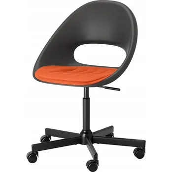 IKEA ELDBERGET MALSKAR Otočná židle + polštář, tmavě šedá/oranžová