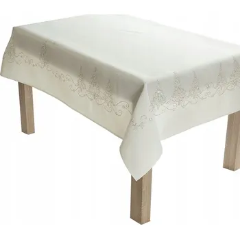 ubrus Bílý vánoční ubrus se stříbrným zdobením 140x220 cm