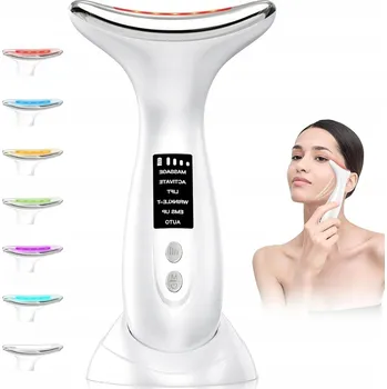 Masážní přístroj MASÁŽNÍ PŘÍSTROJ NA KRK 7 BAREV SVĚTLA EMS MIKROCURRENY BÍLÝ