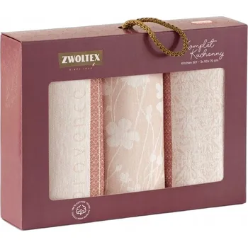 Utěrka Sada kuchyňských utěrek Provence 3 ks růžová Zwoltex