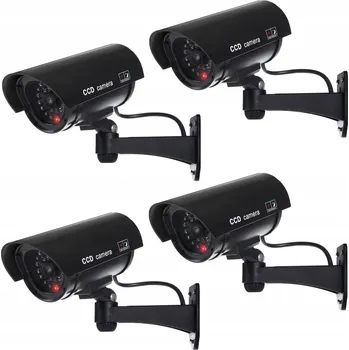 IP kamera 4x Falešná kamera s IR LED diodou pro venkovní použití den/noc, černá, na baterie