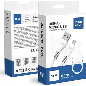 Datový kabel Kabel Blue Star USB - microUSB typ B, 1 m, bílý