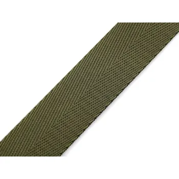 Hladký popruh s leskem šíře 25 mm metráž - 2 zelená khaki