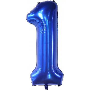 Balónek MODRÝ BALÓNEK ČÍSLICE 1 Modrý 80 cm FÓLIOVÝ na NAROZENINY