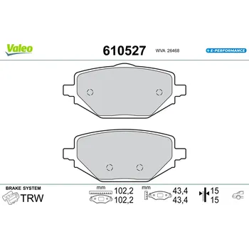 Brzdová destička Sada brzdových destiček, kotoučová brzda VALEO 610527