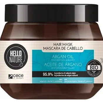 Vlasová regenerace Hello Nature maska na vlasy s arganovým olejem