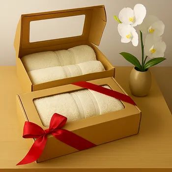 Dárková krabička Profod Dárková sada COMFORT froté 500g/m2 - barva dle výběru Barva: černá, Barva stuhy: červená