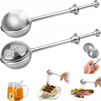 Konvice na čaj SÍTKO NA LOUHOVÁNÍ ČAJE ČAJE A BYLINEK OCELOVÉ S TELESKOPICKOU RUKOJETÍ 2KS