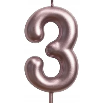 Dortová svíčka Narozeninová svíčka číslice "3" – růžové zlato
