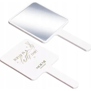 Kosmetické zrcátko Čtvercové Kosmetické Zrcátko Moemi s Rukojetí pro Styling Řas Bílé