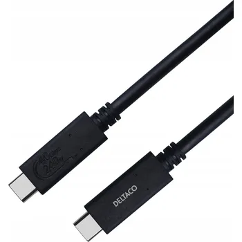 Datový kabel DELTACO USBC-2002 USB 2.0 USB-C kabel, Nabíjecí kabel USB-C, 3A, 2m, Černý