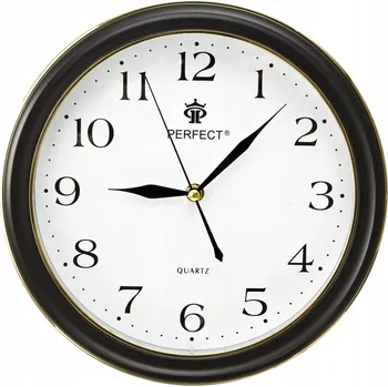 Hodiny Nástěnné hodiny Kulatý s tichým chodem, černé / bílé, 28 cm Perfect
