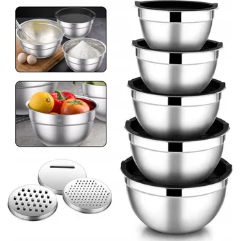 SADA KUCHYŇSKÝCH MISEK 5 KS 4,5L, 2,7L, 1,6L, 1,1L NEREZOVÁ OCEL PRO POTRAVINY