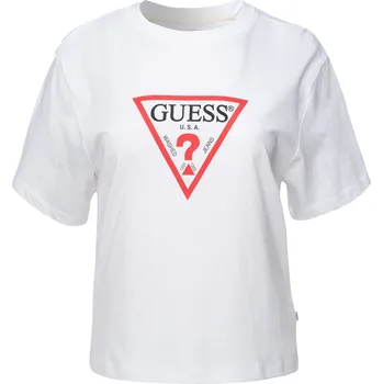 Dámské Tričko s krátkým rukávem GUESS GJ SS CN BOXY ICONIC TEE W4YI73K8HM0-G011 – Bílá L