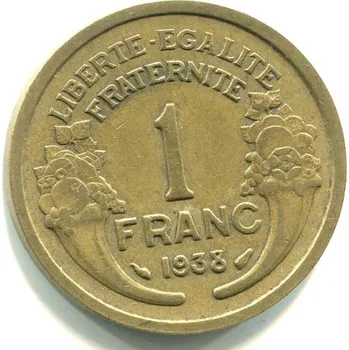 FRANCIE. 1 franc 1938. KM-885