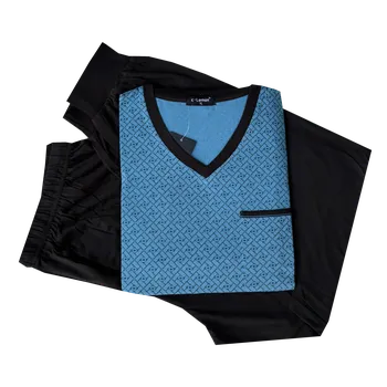 C-Lemon Pánské bavlněné pyžamo s dlouhým rukávem - Clemon AH3863-V Barva: Světle modrá, Velikost: XXL