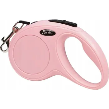 Vodítko pro psa Vodítko pro psa s navíjecím mechanismem, 5 m, protiskluzové, s brzdicím systémem, růžové