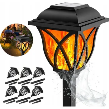 Venkovní osvětlení SOLÁRNÍ ZAHRADNÍ LAMPA 6 KS ČERNÁ VLNKOVÝ TVAR IP44 VODĚODOLNÁ