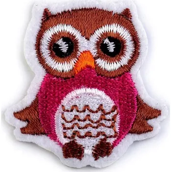 Textilní nažehlovací páska Nažehlovačka sova malá - 2 růžová malinová