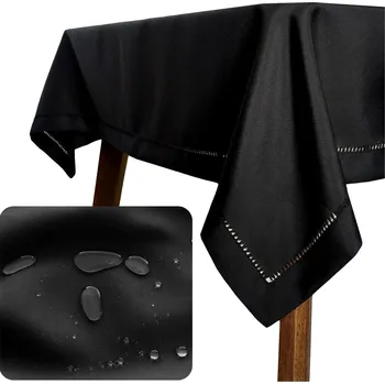 ubrus UBRUS PLAMOODPORNÝ 120x260 s krajkou hladký klasický Hanah ČERNÝ