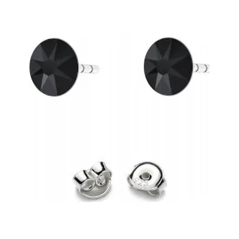 Náušnice Stříbrné Náušnice 925 s krystaly Swarovski Rose 4,5mm Jet