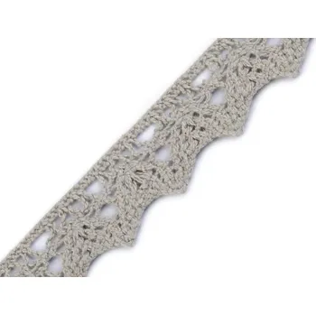 Krajka Bavlněná krajka šíře 25 mm paličkovaná metráž - 2 šedá