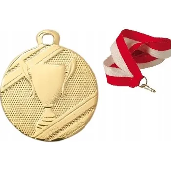 Zlatá kovová medaile 3,20 cm s gravírováním a stuhou