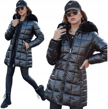 Dámská softshellová bunda ZIMNÍ BUNDA dámská prošívaná S KAPUCÍ černá ty4565 - XL