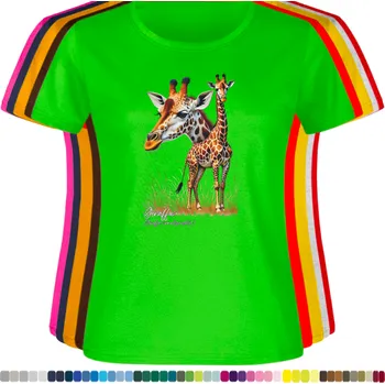 damske-levne-bavlnene-tricko-digitalni-potisk-zirafy Barva: Lime - limetková, velikost: XL