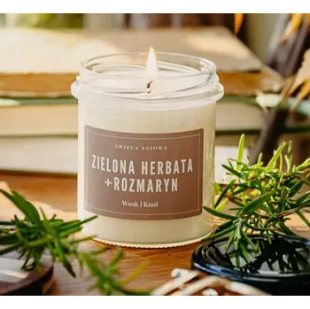 Svíčka Sójová vonná svíčka čaj a rozmarýn Vosk i Knot
