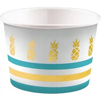 Party nádobí Kelímky na zmrzlinu Ananasy Havajské 270 ml, 8 ks