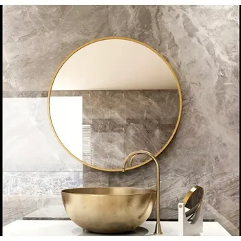 Zrcadlo Zrcadlo kulaté 60 cm ve zlatém rámu, moderní zrcadlo do koupelny, obývacího pokoje