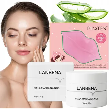Pleťová maska LANBENA 60 ks Čisticí maska na póry, černé tečky + sada na rty Pilaten