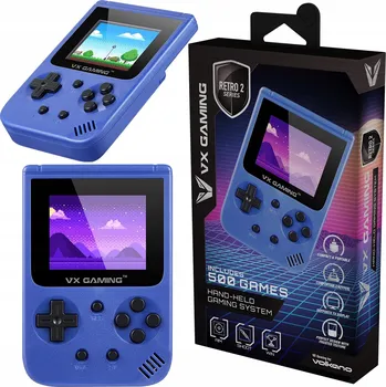 Herní konzole Přenosná mini retro herní konzole s 500 hrami – modrá