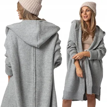 Dámský svetr Setin dámský svetr šedý asymetrický do půlky lýtek, univerzální velikost