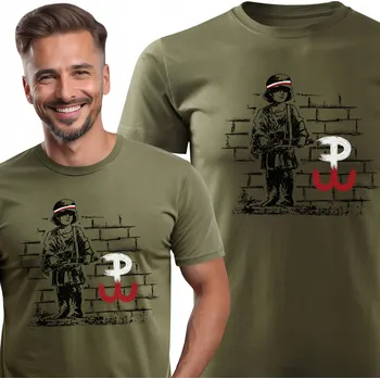 Pánské tričko Pánské khaki vlastenecké tričko k výročí vel. S povstání